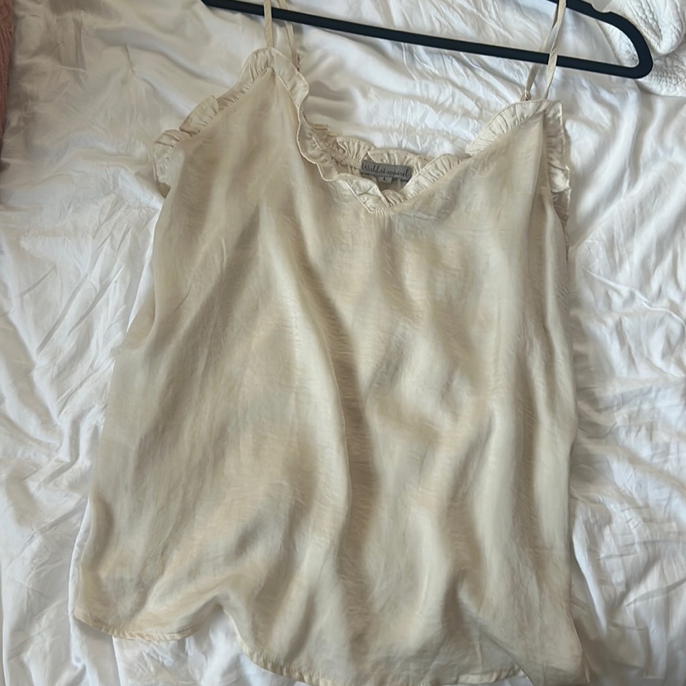 Beige silk tank
